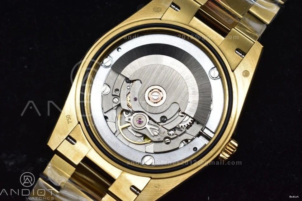 Plated Markers A2836 Crystal 904L Black Dial 40 GMF Bracelet President On YG DayDate Steel V2 0123